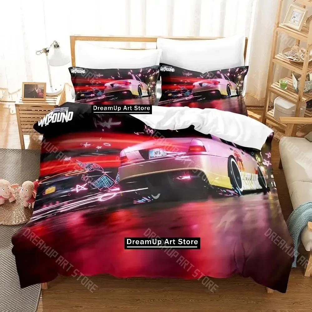 3D-Druck Need for Speed Unbound Bettwäscheset Einzelbett Twin Full Queen King Size Bettset Erwachsene Kind Schlafzimmer Bettbezugsets Anime