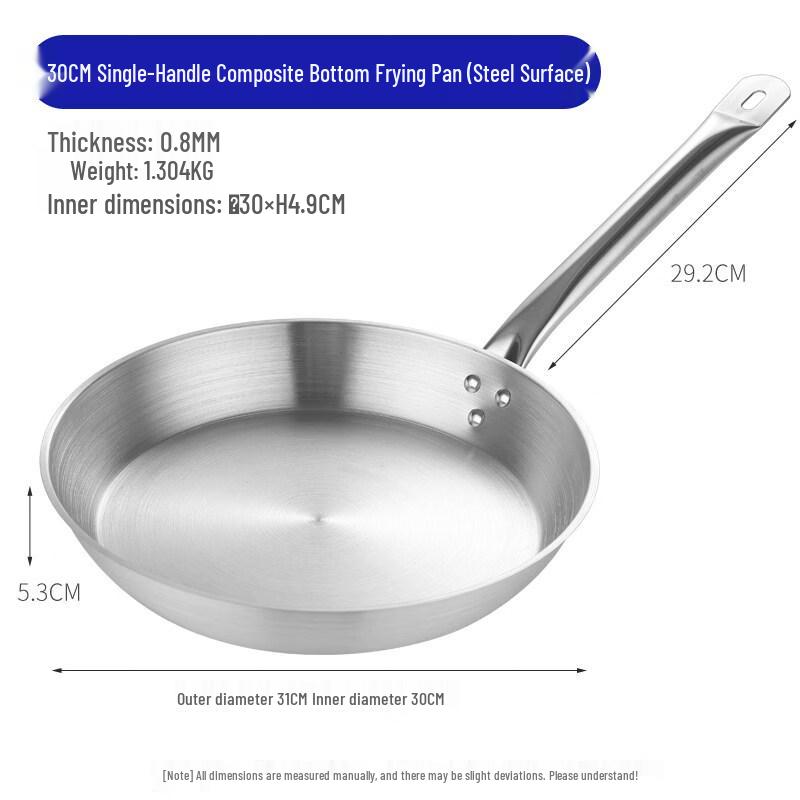 LIEI Stainless Steel Flat-Bottom Frying Pan