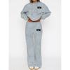 Set Trendy con Stampa di Lettere, Felpa con Cappuccio e Pantaloni Larghi da Ginnastica, Set Due Pezzi Pigro Casual, Set Stile Street
