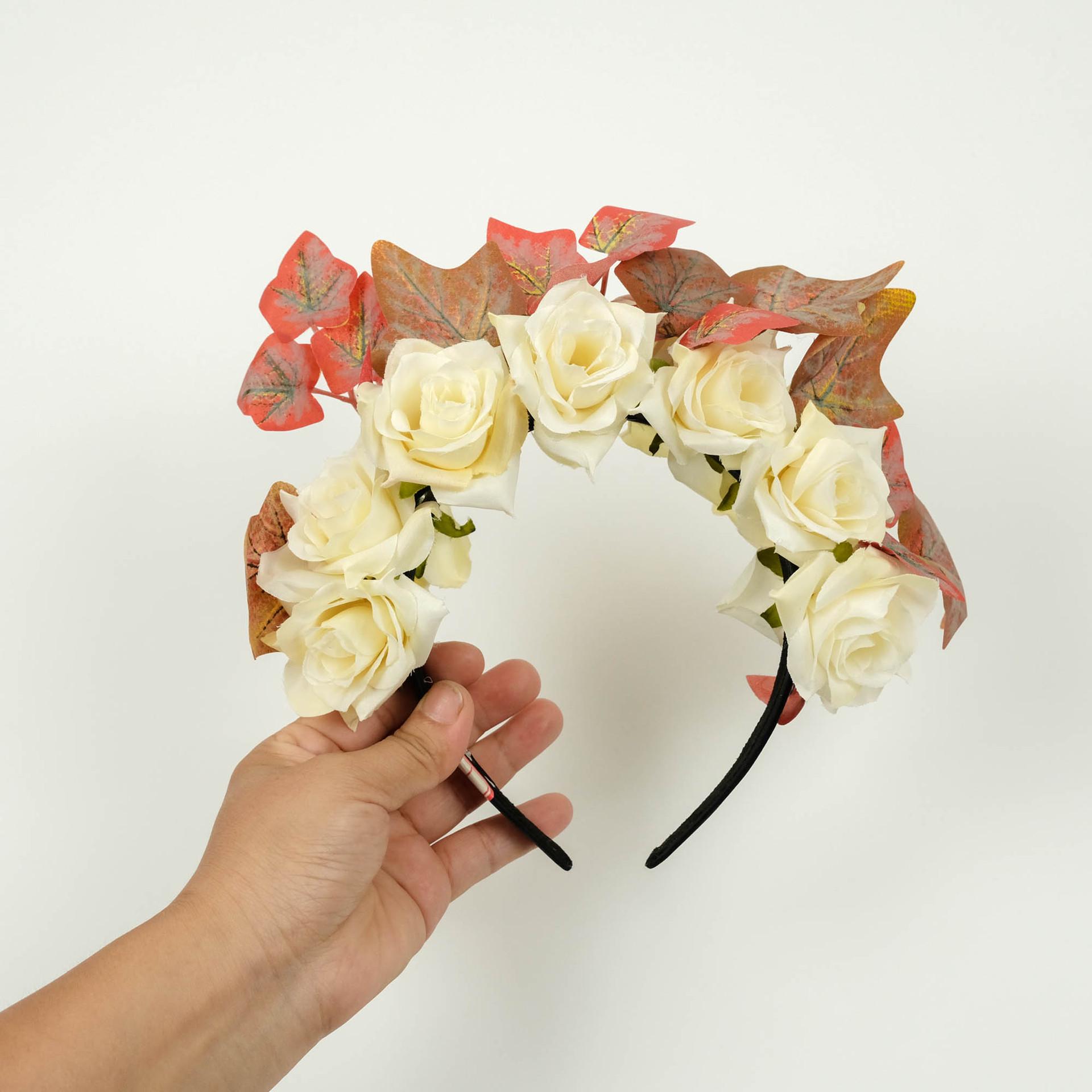 Ruffled Rose Double-Sided Hairpin Headband for Summer Vacation & Party