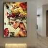 Profile Woman Flower Art Posters and Prints Canvas Paintings Wall Art Pictures for Bedroom Living Room Decoration Cuadros No Frame