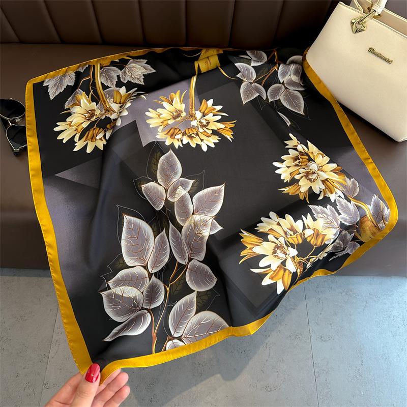 New Print 70*70cm Silk Square Scarf Women Neckerchief Female Headband Foulard Bag Ribbon Hairband Lady Hijab Bandana Scarfs