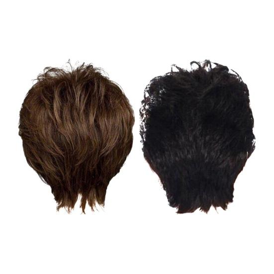 Women Short Curly Wig with Bangs Natural Heat Resistant High Temperature Fiber Ladies Bobo Black Brown Synthetic Hair