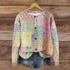 Women's Vintage Knit Button Vintage Print Cardigan Jacket
