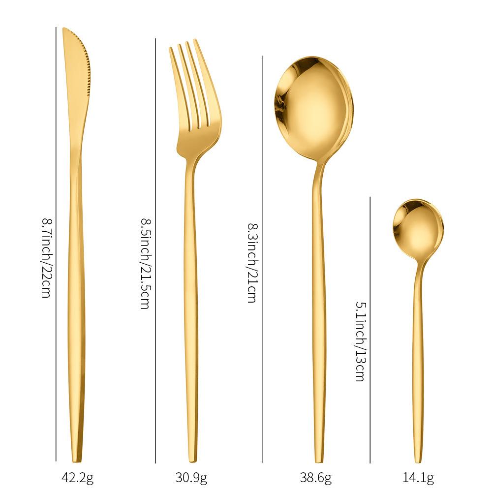 24Pcs Stainless Steel Dinnerware Set Kitchen Green Gold Cutlery Set Knife Fork Spoon Flatware Tableware Minimalist Silverware