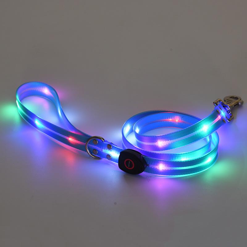 LED Leuchthalsband USB-Aufladung Haustierhalsband mit Licht PVC Geflochtenes Gurtband Hundeleine Leuchtendes Hundehalsband