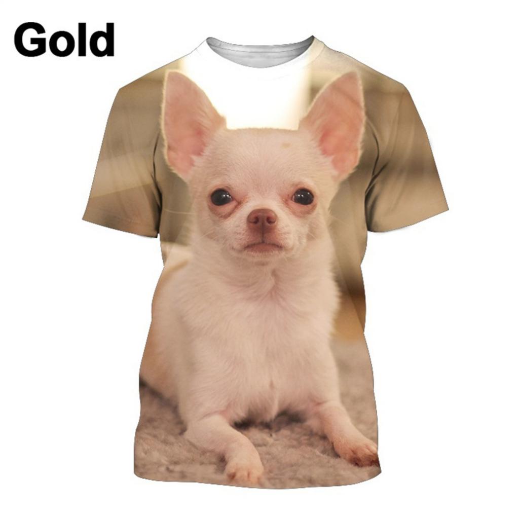 Chihuahua Dog T-Shirt 3D Printed Dog T-Shirt Fun Short Sleeve Cute Top for Boys