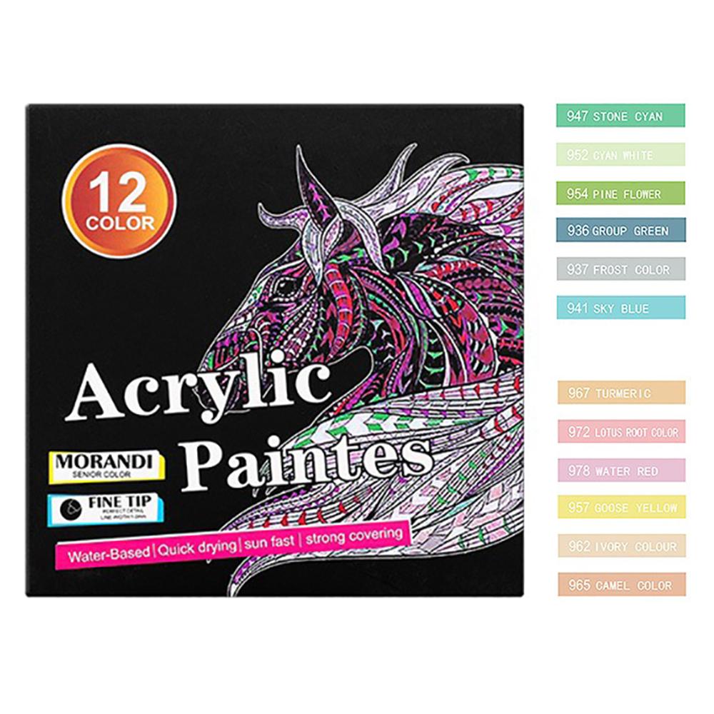 

12/24/36 Акриловые маркеры пастельных цветов Моранди Набор винтажных художественных ручек для ткани, холста, камня, керамики, стекла, кружки