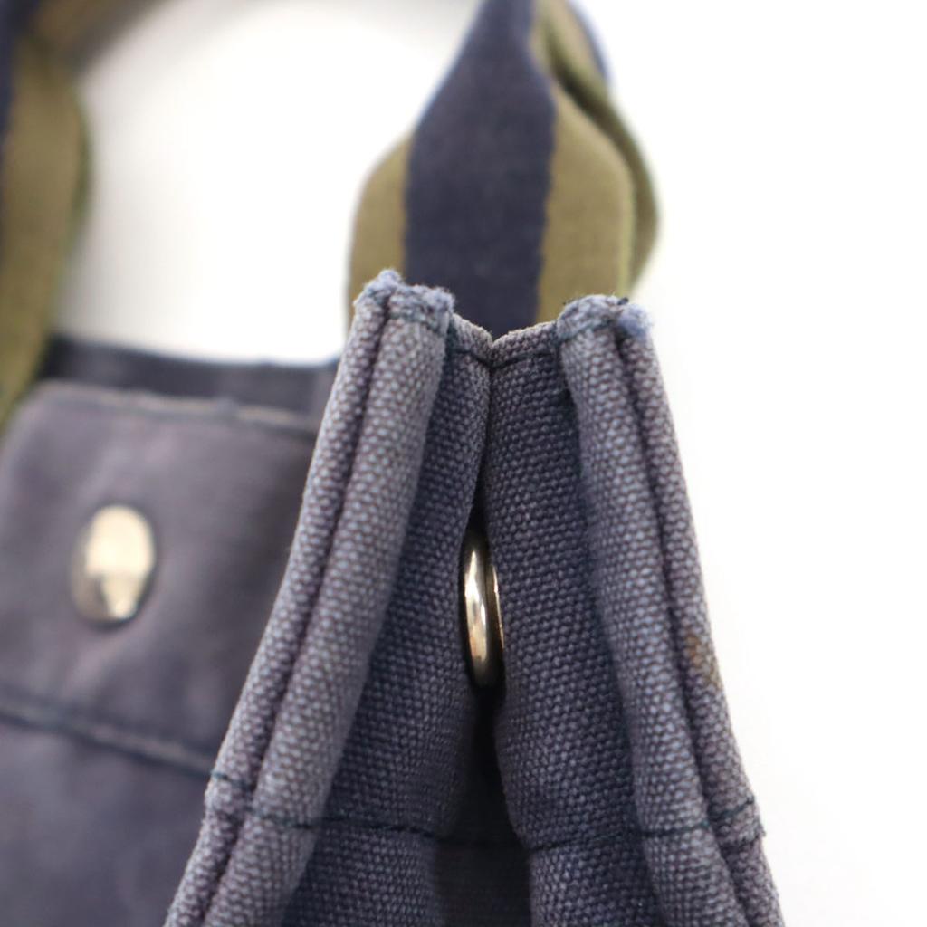 HERMES Made in France Fool Toe PM canvas Tote Bag Navy Discontinued Women Used
