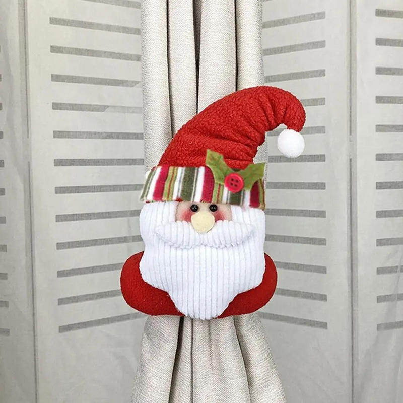 Holiday Christmas Decoration Buckle Man & Snowman Shape Velcro Curtain Buckle for Home Christmas Window Curtain Fixing Decorative Use
