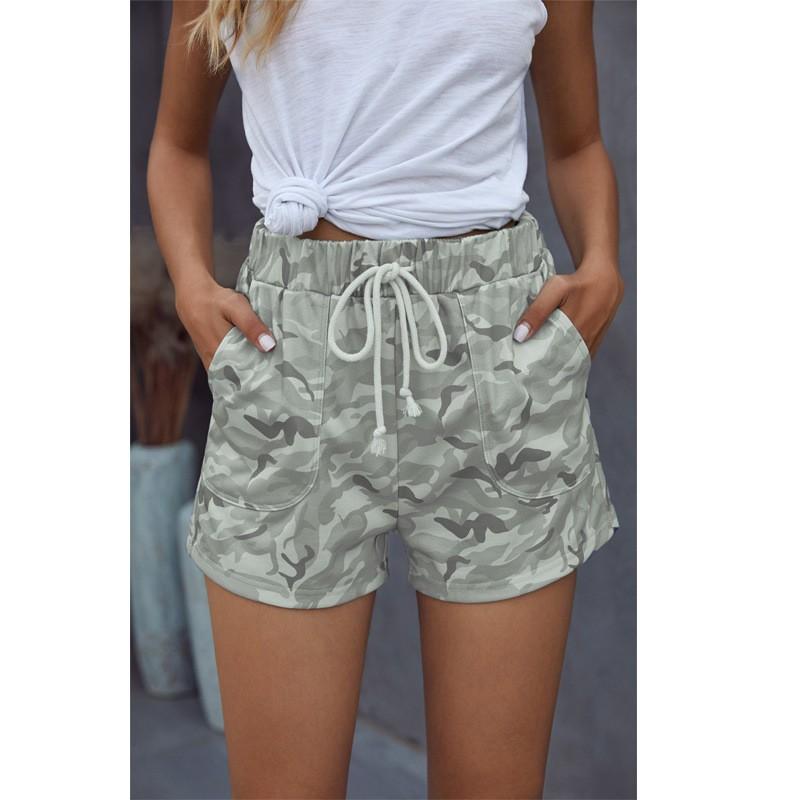 Damen Casual Schnür-Camouflage Mid-Shorts