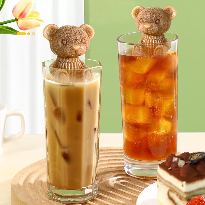 Bear-Shaped Ice Cube Mold Silicone Ice Tray Bear-Shaped Coffee/Milk Tea Ice Mold