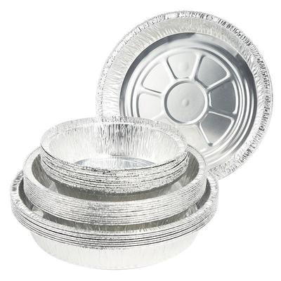 10Pcs Round Foil Trays Foil Flan Dish Silver Foil Food Container Disposable Aluminum Foil Plate Tin Foil Pie Pans For Air Fryer