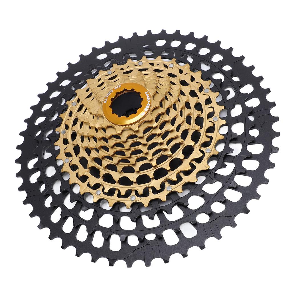 12 Speed Bicycle Cassette 11 to 50T Aluminum Steel Lightweight Bike Cassette Sprocket for Mountain Bikes Black Gold