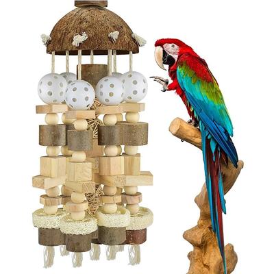 1 Stück Vogel-Papagei-Spielzeug, großes Papagei-Spielzeug, natürliche Holzklötze, Vogel-Kauspielzeug, Papageienkäfig, Beißspielzeug, Anzüge für Aras, Papageien
