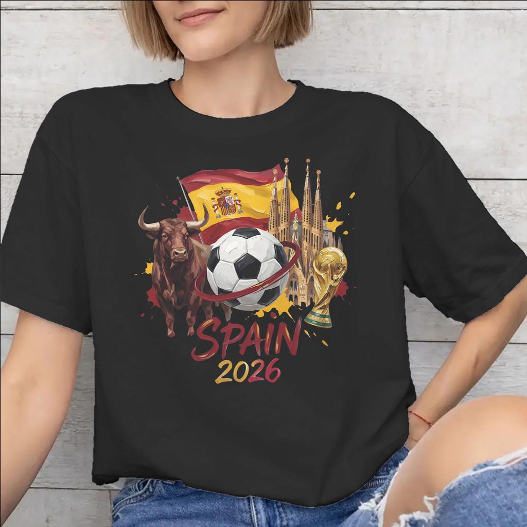 Unisex Unisex Graphic Spain Football 2026 Tee T Shirt Pure Cotton Tshirts Clothing