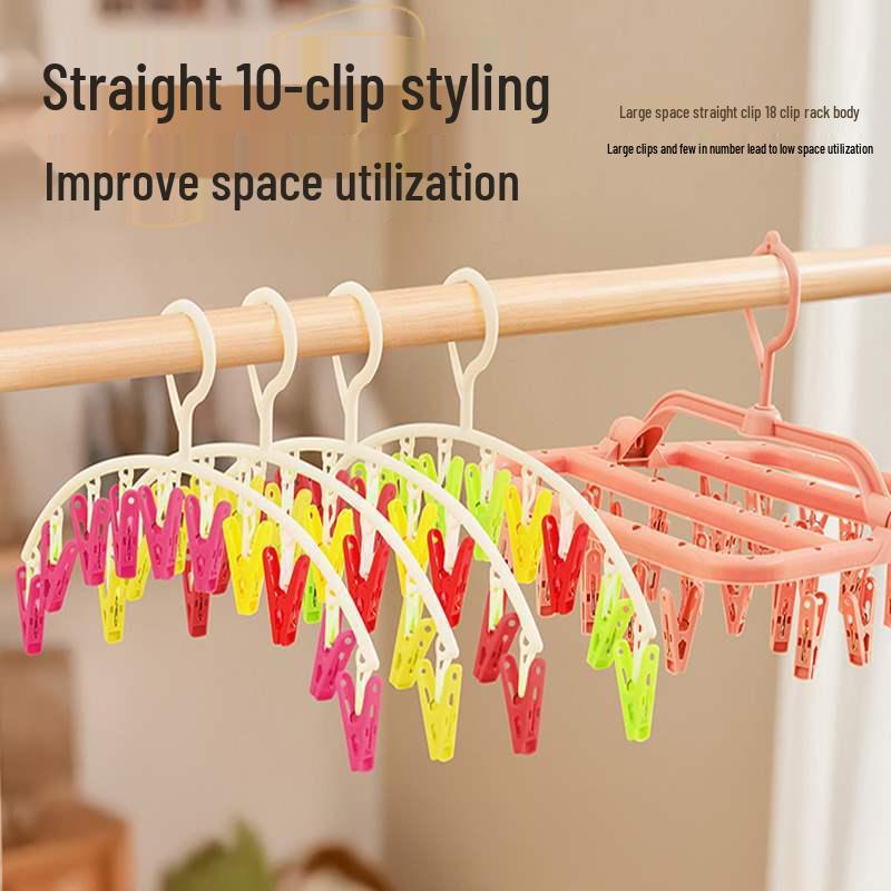 Home Balcony Multi-Clip Sock & Clothes Drying Rack for Dorms