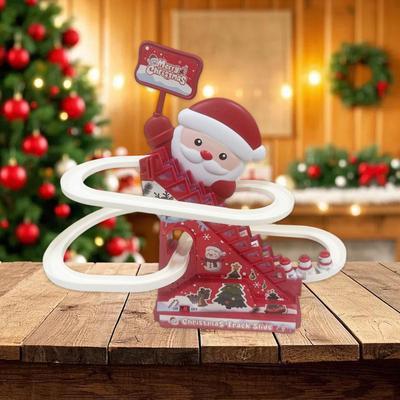 1 Piece Santa Climbing Toy with Electric Slide Track Motorized Figurines Lights And Music Playset