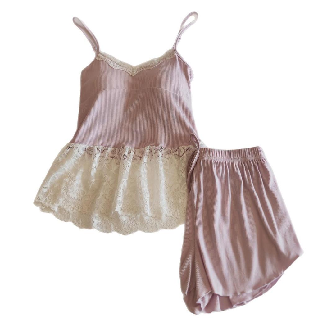 Modal Women's Summer Camisole Pajama Set with Chest Pads - French-Inspired, Sexy, Lightweight Homewear