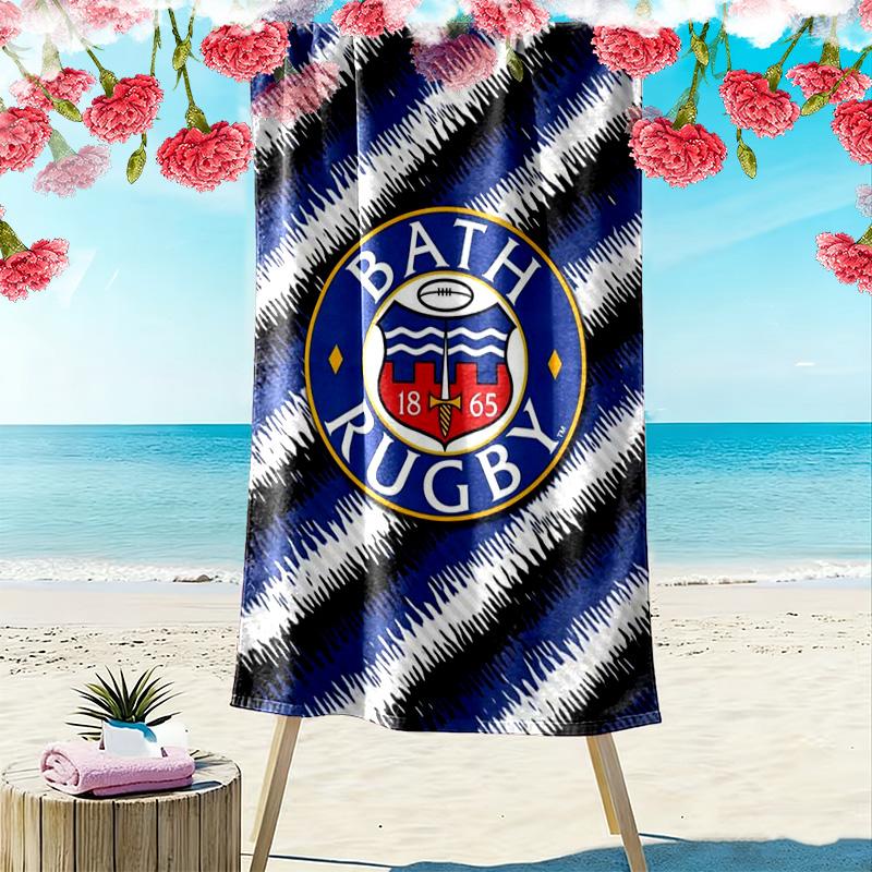 Bath Rugby Print Beach Towel, Large Soft Quick Dry Towel for Beach Camping Swimming