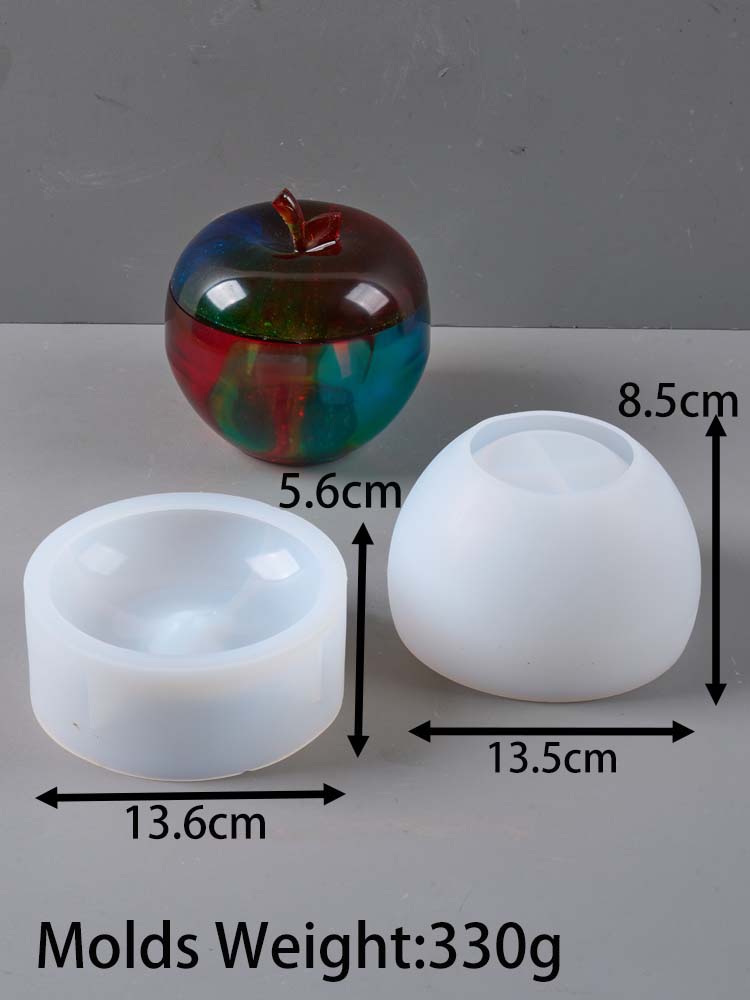 3D Apfel Kerzenglas Silikonform DIY mit Deckel Aufbewahrungsbox Gussformen Gips Beton Harz Blumentopf Herstellung Weihnachts-Bastelarbeiten