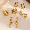 Geometric Titanium Steel Earrings For Women Unique Asymmetrical Studs Jewelry