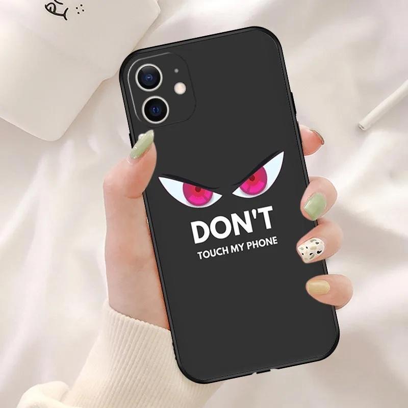 

Чехол для мобильного телефона Apple iPhone16Pro Max, черный мягкий, чехол Don t Touch My Mobile Phone, окрашенный и устойчивый к падениям. iPhone 11