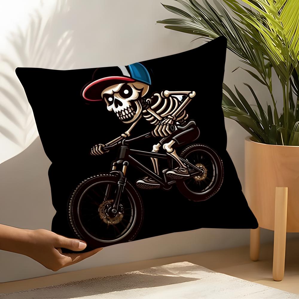 Funny skull motorcycle pattern Pillow Case Linen Cushion Covers For Decorative Sofa Home Pillows Case Car Chair Pillows Cases