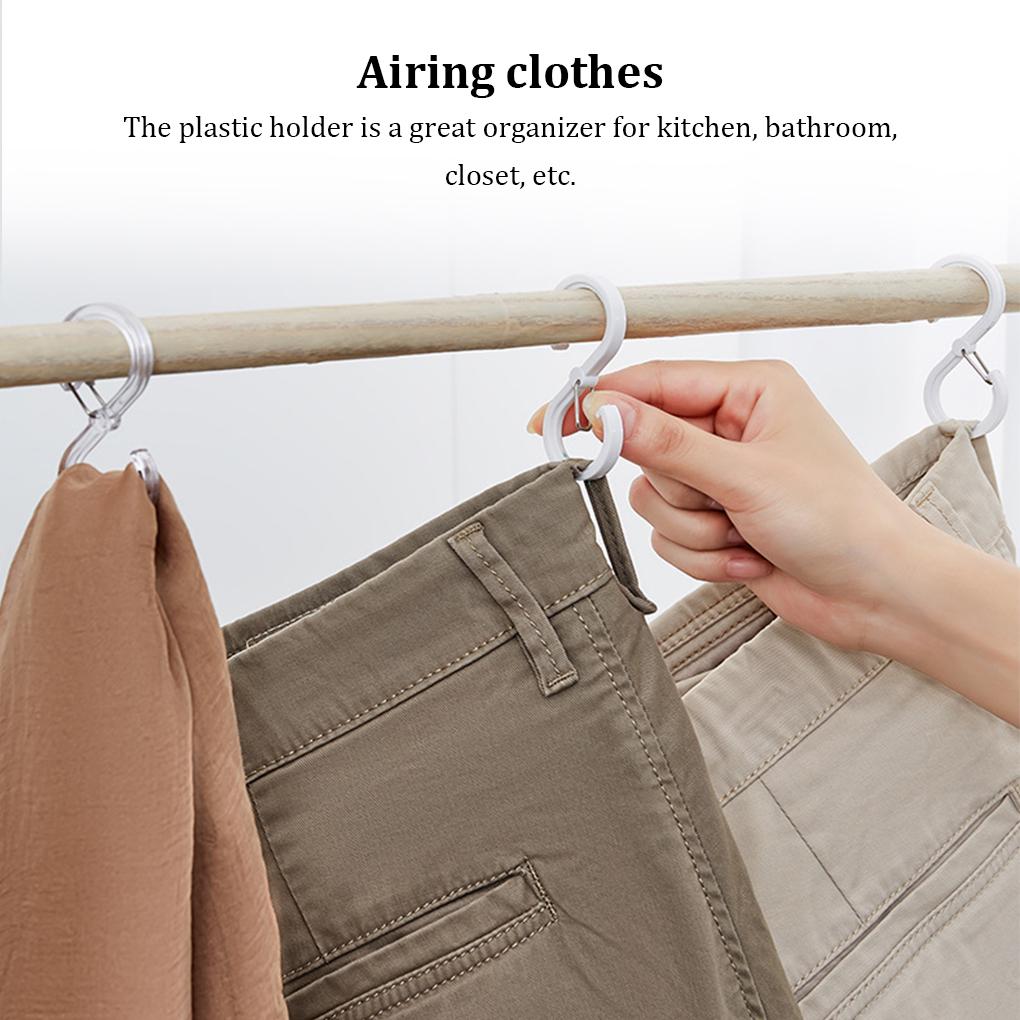 8 Pieces Multifunctional S-shaped Hook with Buckle Kitchen Bathroom Durable Windproof Lock Hooks Clothes Plastic Hanger