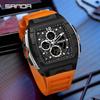 SANDA SD3391 Top Men Digital Quartz Watch Dual Display Luminous TPU Strap Multifunction Sport Casual Wristwatch