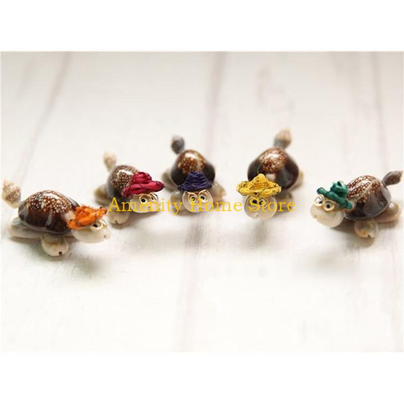 

F26C 10Pcs Miniature Conch Turtles Figure Toy with Cute Colorful Hat Sea Ocean Animals Statue for Outdoor Garden Decors CN