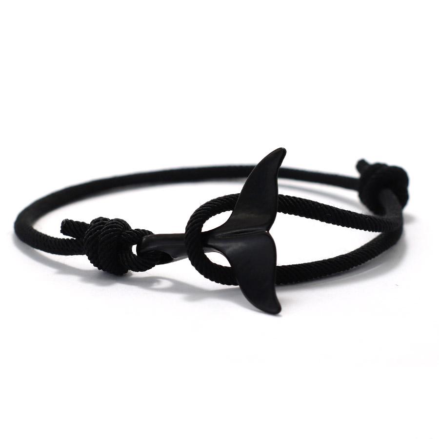 Marine Style Men Bracelet Black Shark Dolphin Braslet Sliding Adjustable Nautical Wrap Rope Braclet Beach Sports Cycling Jewelry