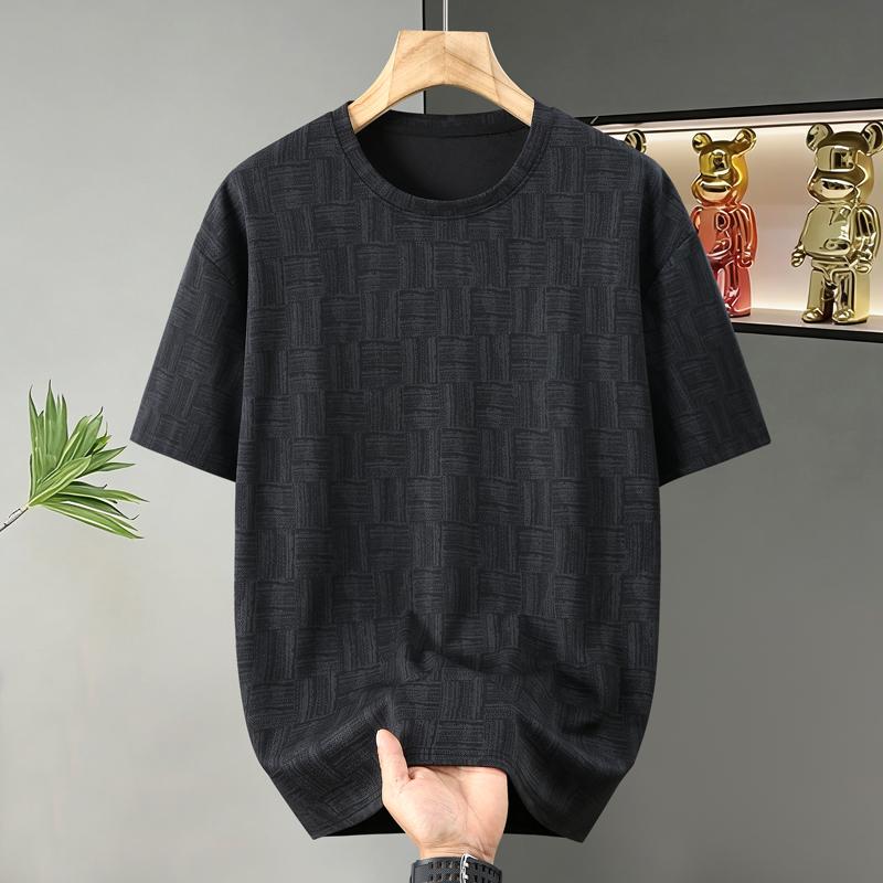 Men's Plus Size Geometric Print T-Shirt, Casual Breathable Crew Neck Tee (5XL-11XL)