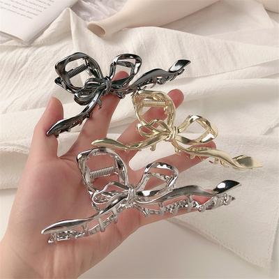 New Metal Bow Strap Hair Clips Women Y2k Geometric High Ponytail Grip Korean Hairpin Grab Cawl Clips Girls Hair Accessories