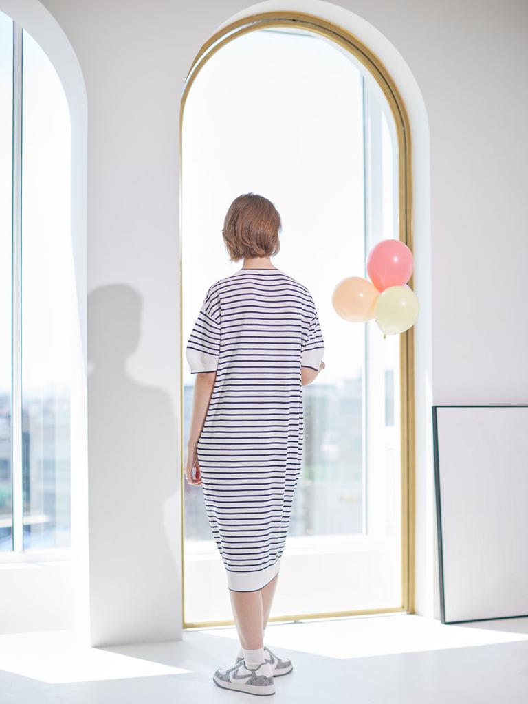 I Holic Cashmere Striped Maxi Round Dress