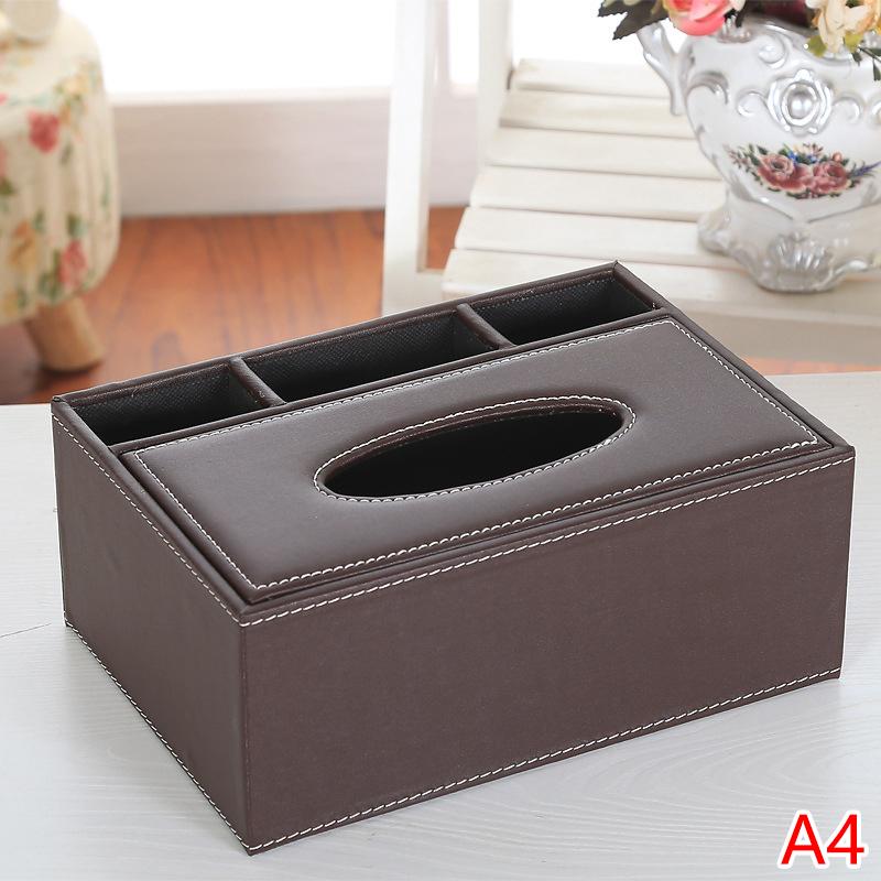 Faux Leather Rectangle Paper Holder Tissue Dispenser Storage Box Remote Control Storage Box Multi-Purpose Leather Tissue Box
