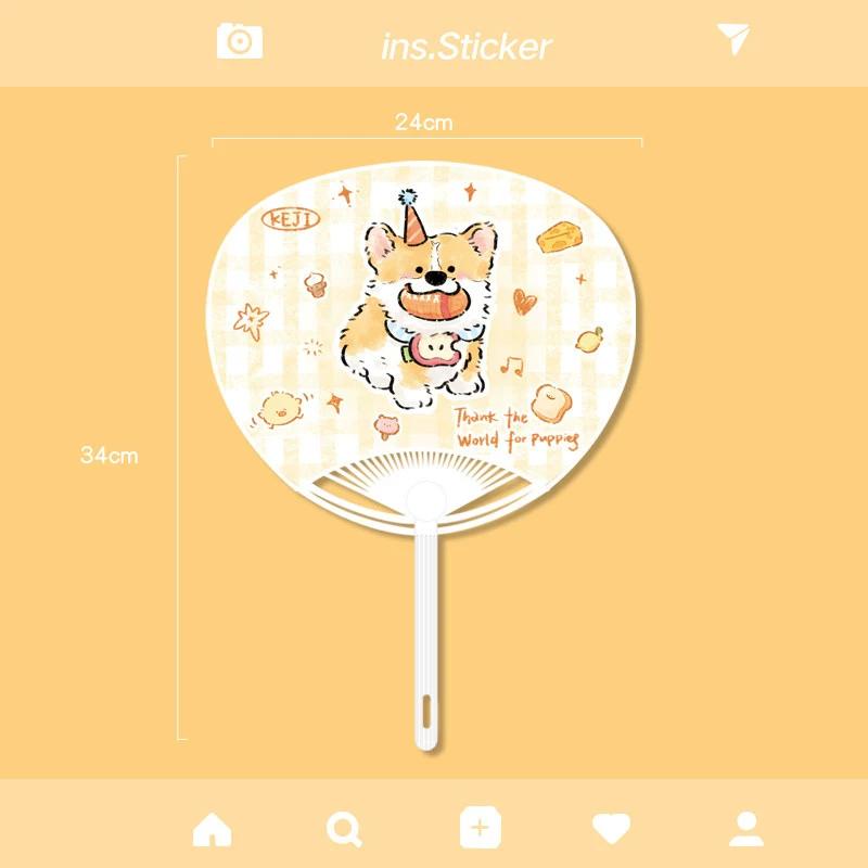 Hand-Held Fan, Summer Portable Cute Round Fan, Long-Handled Fan, Plastic Creative Niche Fresh Apple Fan