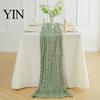 Elegante Tafelrunner Kaasdoek Runner, Boho Rustieke Gaas Gekreukt Boerderij Duurzaam Doorzichtig voor Bruiloft Feest Babyshower Verjaardag Huisdecoratie Eetkamer