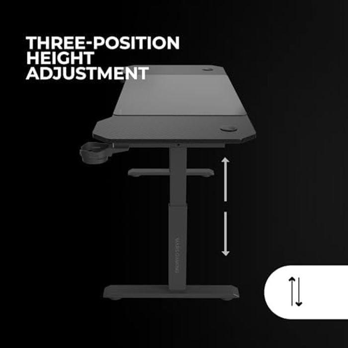Bureau - MARS GAMING - MGD-ERGO140 - Hauteur Réglable 3 Positions - Surface Ergonomique - Métal