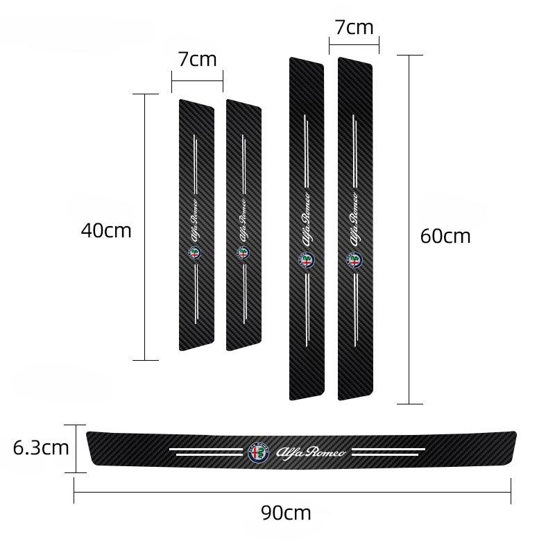 1/4/5Pcs Car Door Sill Scuff Sticker Anti-scratch Protector Strip For Alfa Romeo Giulia MiTo 147 156 159 Stelvio Giulietta Brera