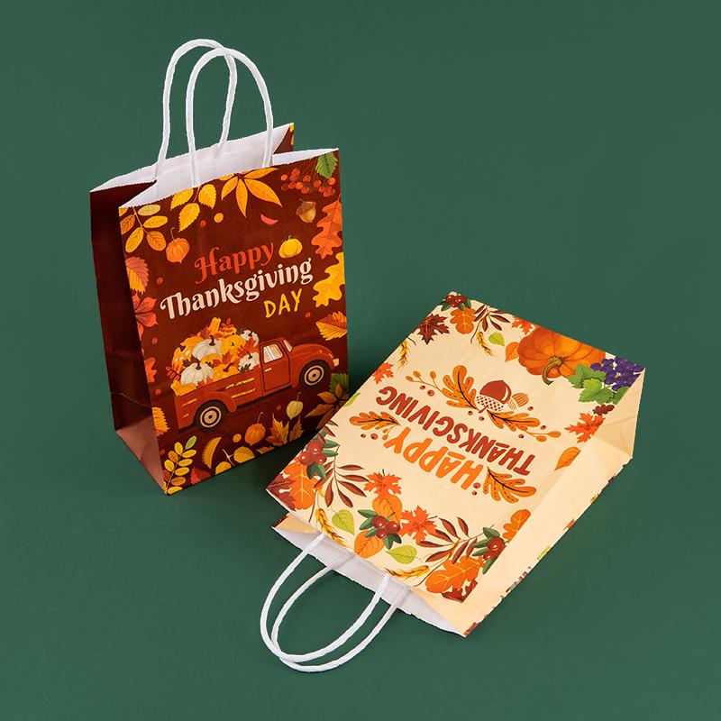 StoBag Thanksgiving Eco-Friendly Kraft Paper Tote Gifts Bags for packing Goodies Presents Candy Perfect for Parties 12/30pcs