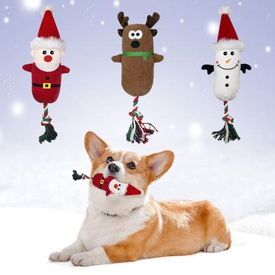 Weihnachts-StilQuietschendes Beiß-HundespielzeugInteraktives WelpenspielzeugWeiches Plüsch-HaustierspielzeugHaustier-SeilspielzeugFormen von Weihnachtsmann und RentierGeeignet für kleine und mittelgroße Hunde