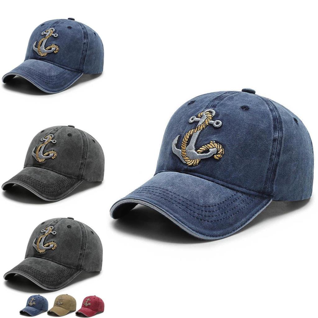 Stylish Men's Baseball Cap With Unique Embroidered Anchor Design For Spring And Autumn Seasons