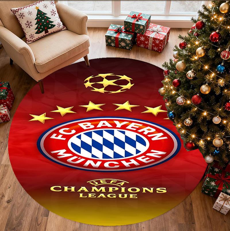 FC Bayern Muster Runder Teppich, Innen-/Außenmatte, für Picknick, Spielzimmer, Schlafzimmer, Büro, Wohnzimmer, Heimdeko Teppich, Geburtstagsgeschenk