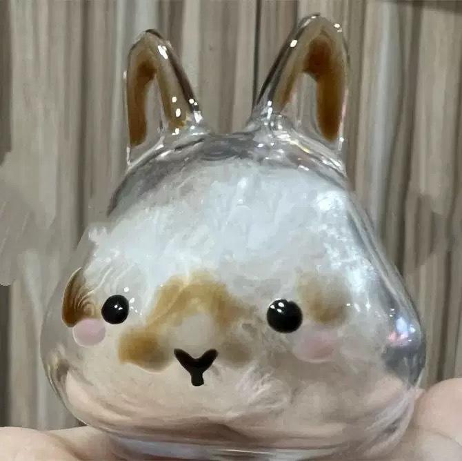 

Transparent Rabbit Fur Keychain Pendant with Storage Box Charm
