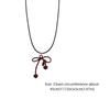Leather Rope Clavicle Chain Bow Red Necklace Y2K Sweater Chain  For Women Girls