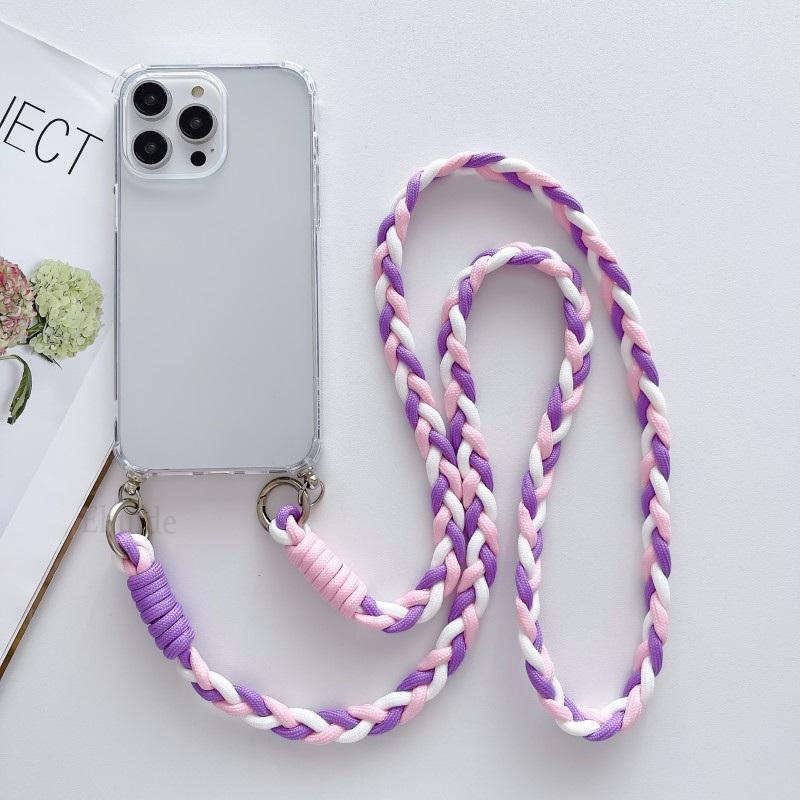 Crossbody Strap Neck Cord Case for Samsung Galaxy S24 S23 S22 Ultra S21 Plus S20 FE Note 20 Shockproof Braid Lanyard Clear Cover