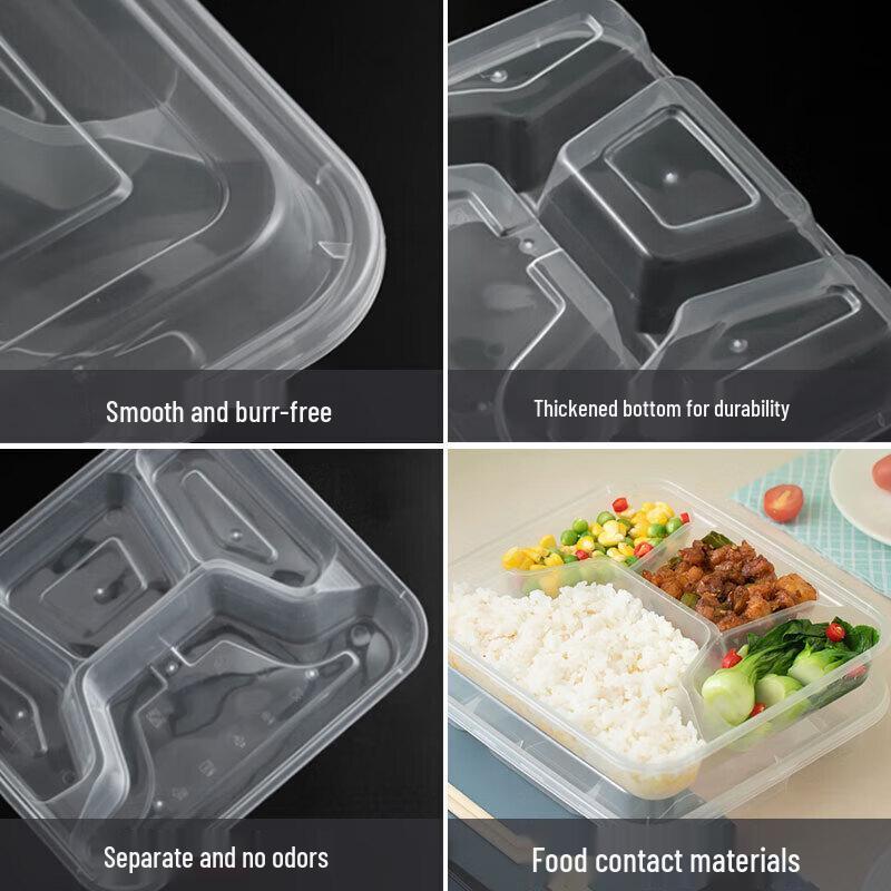 Disposable 4-Compartment Meal Prep Containers with Lids