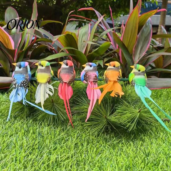 Artificial Birds for Micro Landscape Ornaments 12Pcs Pearl Birds, Feather Bird Ornament with Clip, Decorative Potted Plants And Moss Realistic