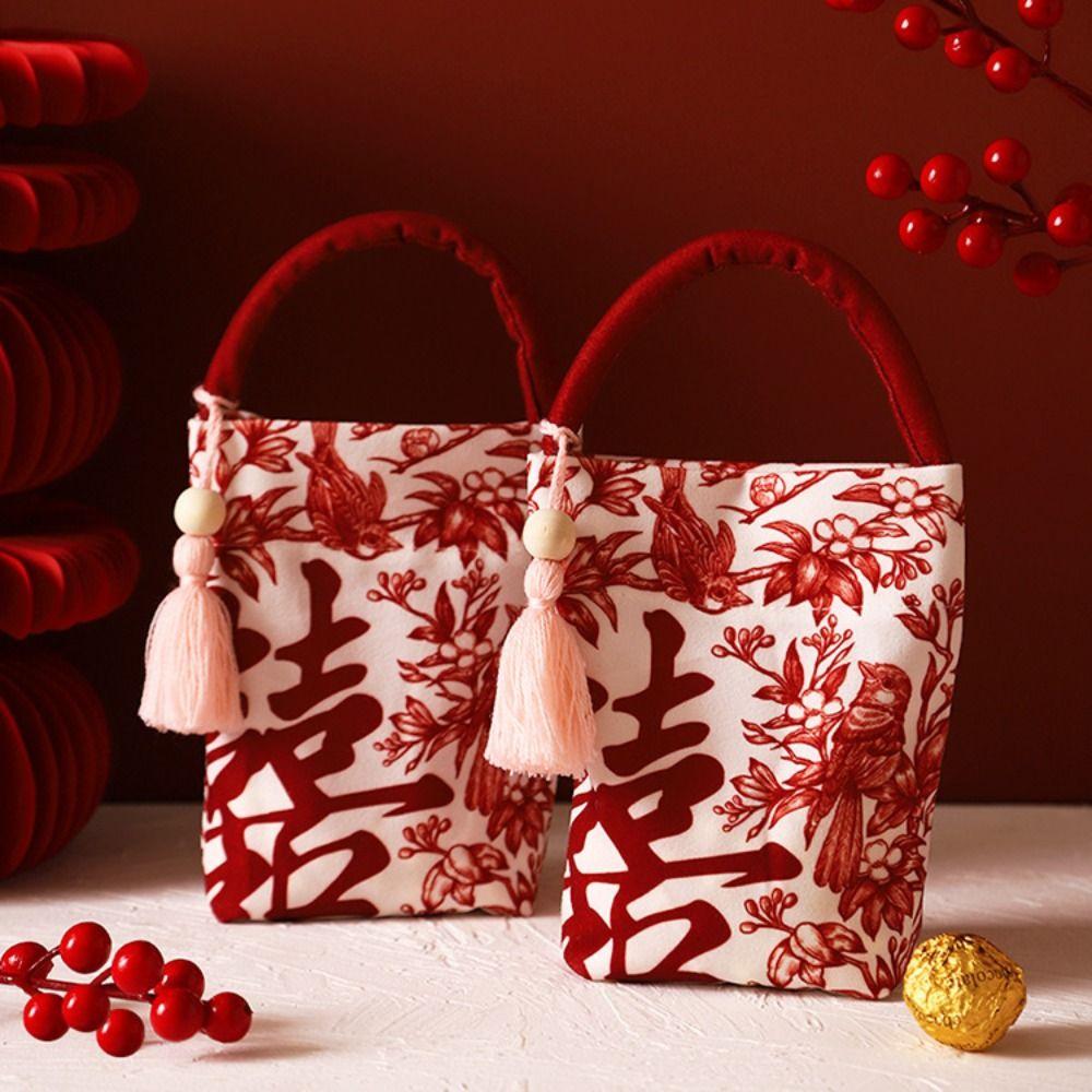 Korean Style Wrist Hand Bag Butterfly Orchid Flower Pendant Wedding Candy Bag New Year